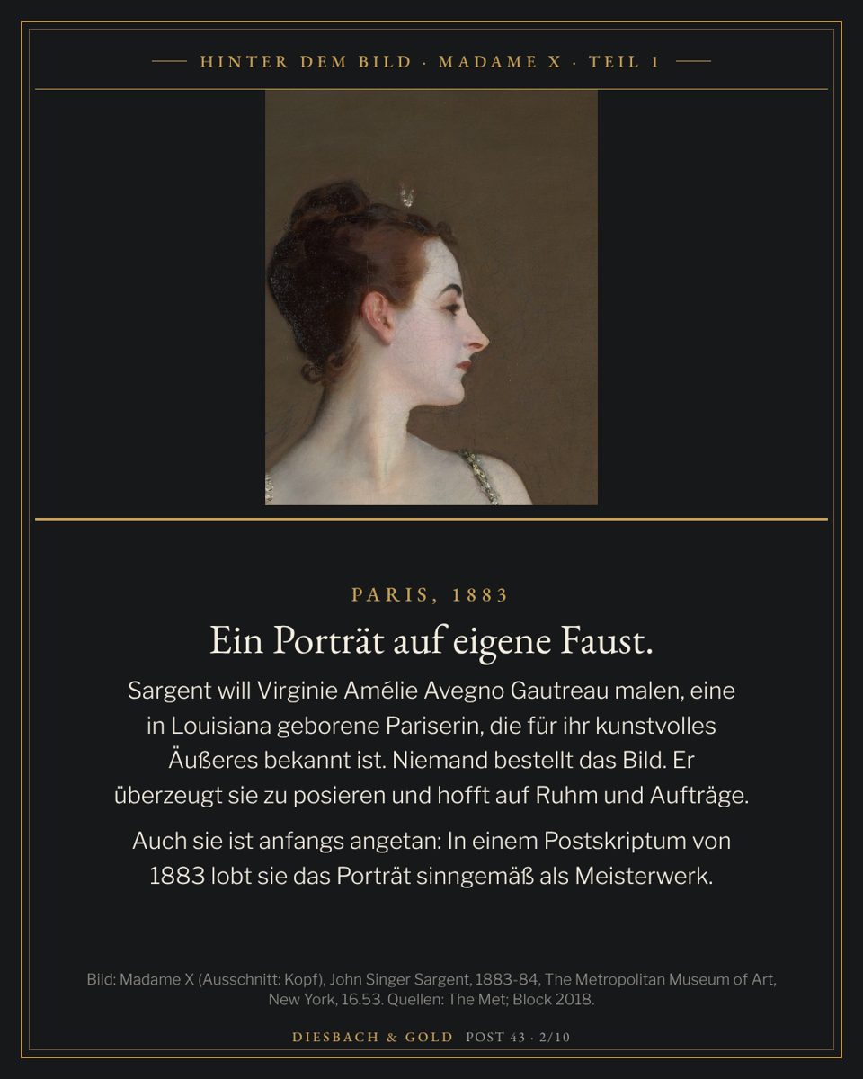 Ausschnitt mit Kopf und Hochsteckfrisur der Dargestellten im Profil vor braunem Grund.