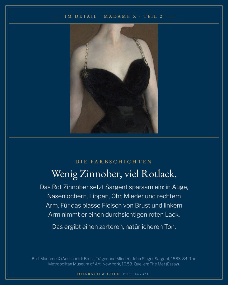 Ausschnitt mit blasser Brust und Schulter über dem schwarzen Samtmieder und den Juwelenträgern.