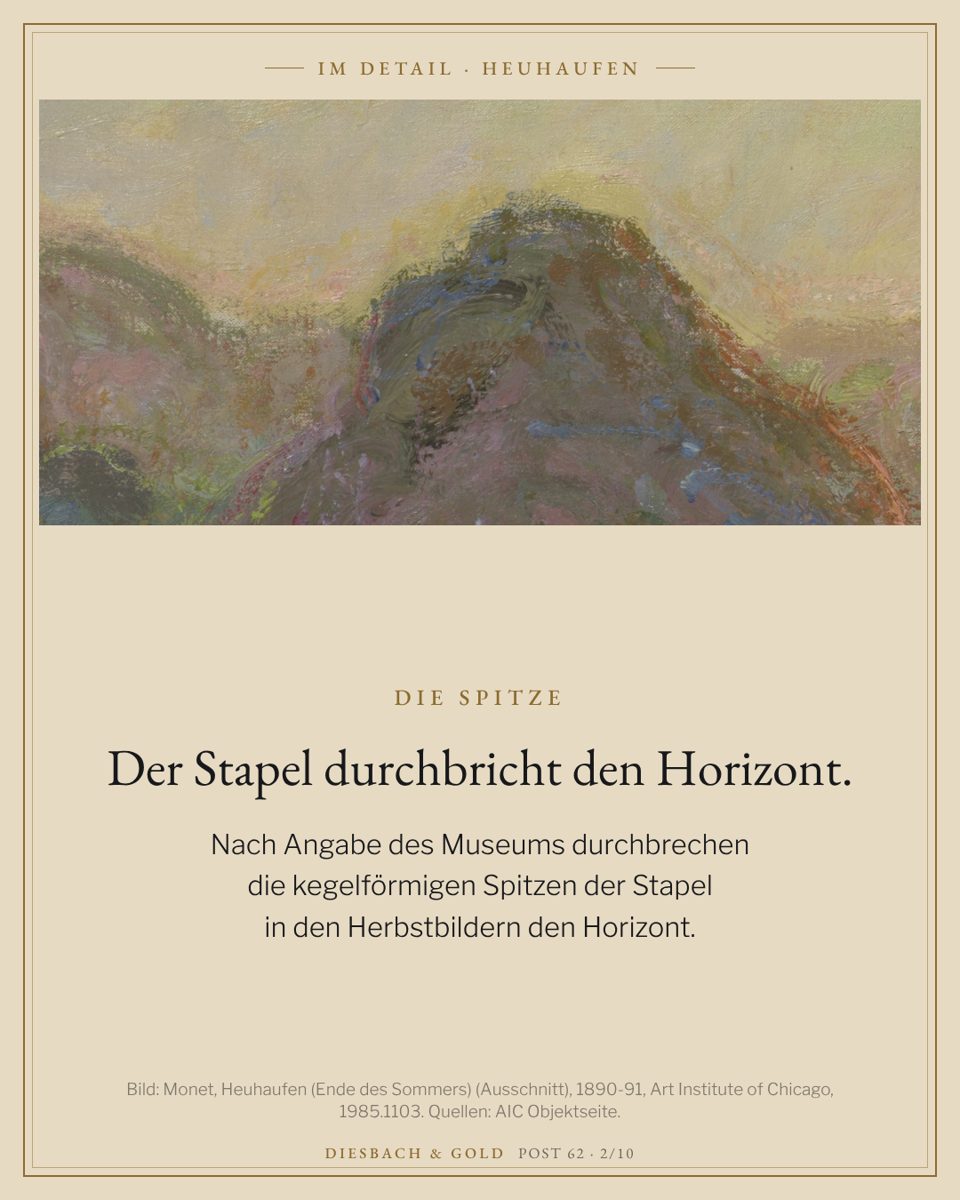 Ausschnitt: die kegelförmige Spitze des großen Stapels vor den Hügeln.