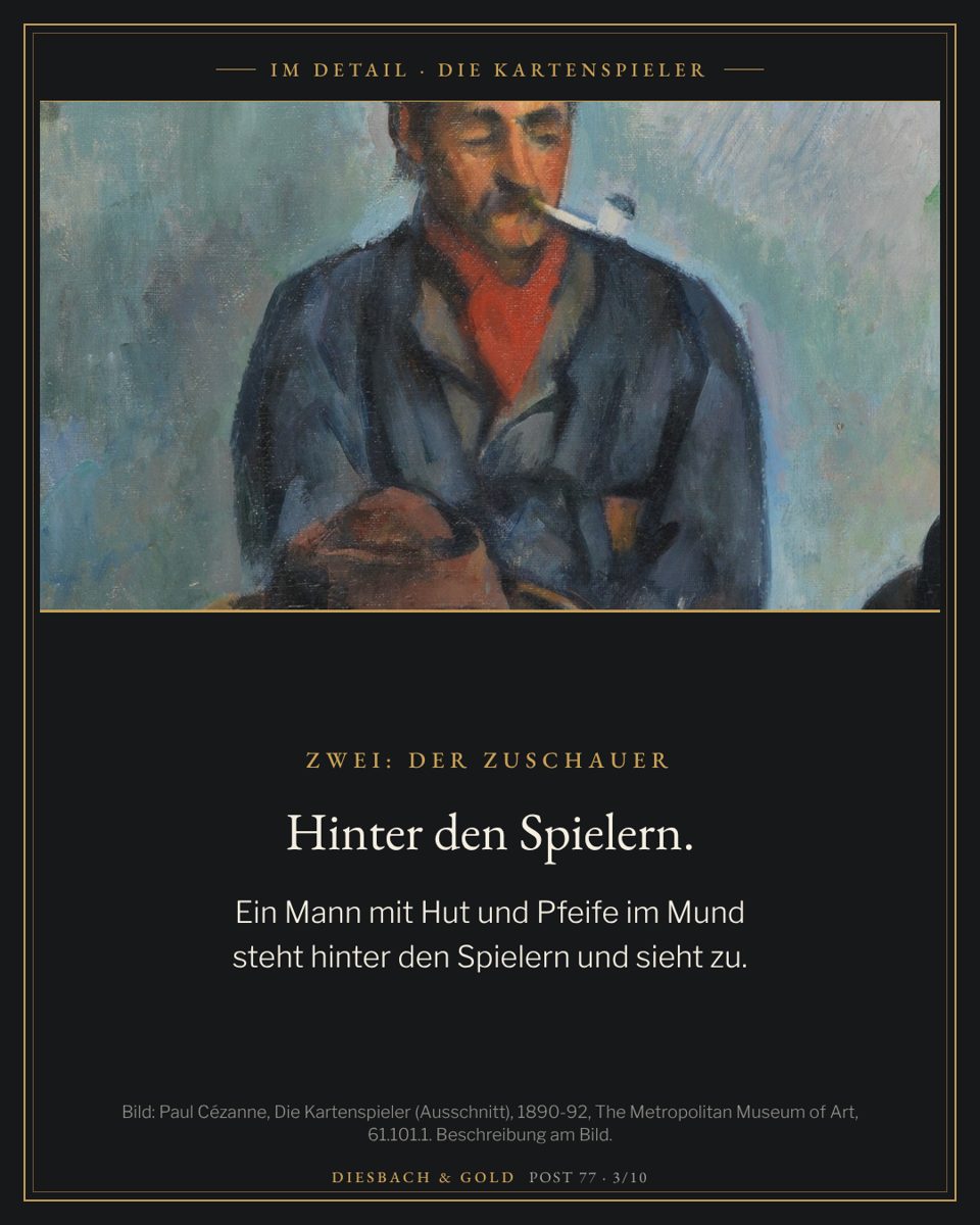 Ausschnitt: Der stehende Mann mit Hut und Pfeife im Mund.